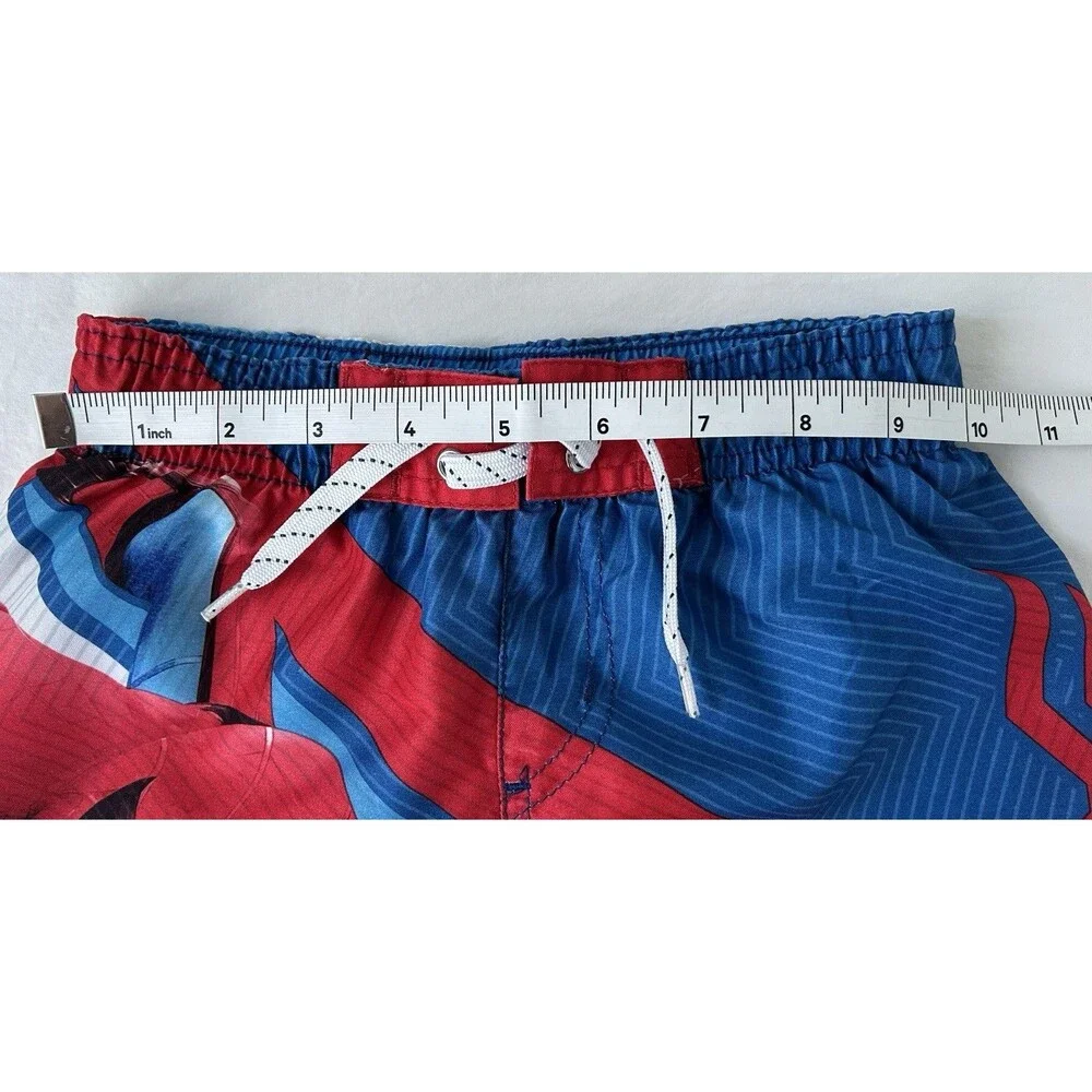NWOT Boys Marvel SpiderMan Swim Trunks Size XS Blue Red Elastic Drawstring Line